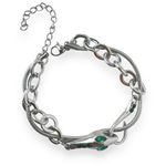 Link Chain Snake Bracelet for Men Women Streetwear Punk Hip Hop Unisex Style Silver Photo 0