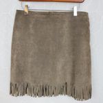 VTG Blue Asphalt Leather Fringe Mini Skirt 9 Brown Suede Rodeo Western Cowgirl Size 8 Photo 7