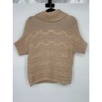 Talbots  Sweater Tan Chunky Cable Knit Cardigan Short Sleeve Fisherman Size LP Photo 4