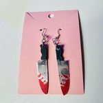 Handmade Halloween Bloody slasher horror knife earrings Photo 0