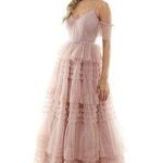 Say Yes To The Prom  Juniors' Pleated Mesh Tiered Gown Dress Size 15 French Mauve Photo 0