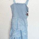 Sincerely Jules  Light Blue Smocked Tiered Floral Tank Top Tie Strap Mini Dress Photo 0