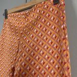 ZARA Women  HIGH‎ RISE FLARED JACQUARD PANTS ORANGE MULTI 70s Photo 6