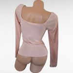 Willow Root Pink Ribbed Square Neck Long Sleeve Milkmaid Top Size S Romantic Photo 4