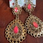 New Dangle gold coral earrings‎ fashion jewelry 2 inch 381001 Photo 2