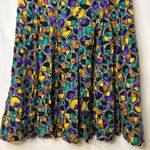 Vintage Adolfo Saks Fifth Avenue Pleated Silk Skirt Grey Gold Teal Dots Small Gray Photo 2