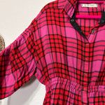 Free People  Women's Red Pacific Dawn Plaid Shirt By We The Free Size Small Photo 11