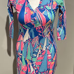 Lilly Pulitzer Ali Dress Bay Blue Out to Sea 3/4 sleeve v neck dress size xxs Photo 0