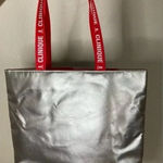 Clinique NWOT Silver Metallic Tote Bag Photo 0