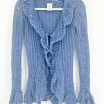 No Boundaries  Y2K Grunge Crochet Open Knit Ruffle Tie Front Cardigan Sweater S Photo 0