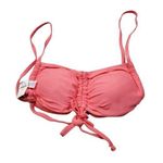 Aerie Ruched Bandeau Bikini Swim Top Beach Pink Size Small Lined Padded Photo 0