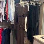 RUNAWAY THE LABEL  Brown Mesh Long Sleeve Dress Photo 6