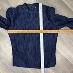 Vintage Pierre Labiche Plisse Satin Scrunch Pleated Puff Sleeve Blouse Blue 16 Blue Photo 11