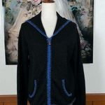 Christopher & Banks Super Cute Vintage Y2K  Black Sweater Coat with Blue Trim! Photo 0