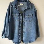 Terra & Sky  Denim Flannel Shacket Jean Jacket Hippie Boho Oversized Size 0X 14W Photo 0