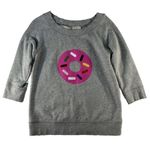 Kate Spade x Darcel Size XS Women's Pink Donut Graphic Sweatshirt Boatneck Grey Photo 1