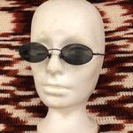 Panama Jack 90s Y2K style Black oval round metal sunglasses retro, gothic indie vibe hippie festival  Photo 0