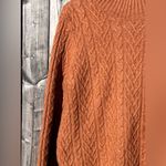 On 34th Women Mock Neck Cable Sweater In Cinnamon Color Size L Photo 6
