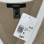 Forever 21  NWT S Taupe & White Stripe V-Neckline Sleeveless Sweater Knit Dress Photo 2