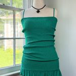 Billabong Sincerely Jules Playing for Keeps Dress Peplum Smocked Large Green Photo 0