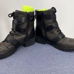 Boc Rosalee Black Grey Faux Leather Buckle Lace Up Moto Combat Boots Women 10M Gray Size 10 Photo 5