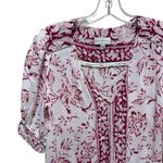 Lucky Brand Floral Boho Peasant Top White Red Pink Women’s Size Small Photo 2