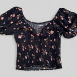 Reformation Alta Top in Romy Black Floral Puff Sleeve Whimsigoth Size XS Photo 0