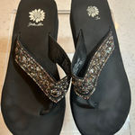 Yellow Box Beaded Leather Flip Flops - Black Sparkle - 9.5 Photo 0