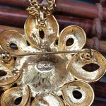 Kennth Jay Lane Gold Tone Chain with Brooch/Pin Pendant Purple Stone Photo 5