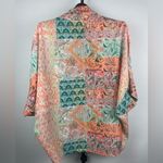 World Market Patchwork‎ Floral Short Sleeve Pastel Open Front Kimono Cardigan Orange Size undefined Photo 6