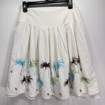 Carole Little Linen Blend Pleated Beaded Skirt Palm Trees Statement Beach Size 4 Photo 4