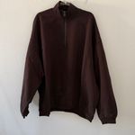 SKIMS  Boyfriend Fleece Oversized Half-Zip Pullover In Espresso Photo 5