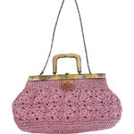 Patricia Nash Carmen Salmon Crochet Wood Leather Shoulder Chain Satchel Handbag Photo 0