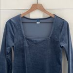 Old Navy  Velvet Feel Square Neck Long Sleeve Bodysuit Obscure Night Blue Size M Photo 4