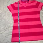 Nike  Golf Womens Pink Striped Short Sleeve Polo Shirt Dri-Fit Size Large Photo 7