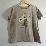 Fifth Sun 🦋  Tan Short Sleeve Tee with Floral Design Casual Comfy Flowers XXL Photo 0
