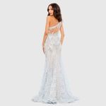 Mac Duggal  79264 Blue Embroidered Applique Feathered One Shoulder Trumpet Gown Photo 5
