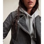 ALLSAINTS Vintage Cargo Leather Biker Jacket‎ Size 0 Gray Photo 4