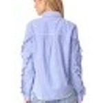 Rails  | XS | Lizzi Shirt Ruffle Sleeve Poplin Blue White Stripes Button up Top Photo 1