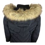 Talbots Down Puffer Coat in navy with fur trimmed hood size medium Photo 7