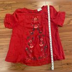 Aura - Red Floral Women's Blouse Size M Photo 5