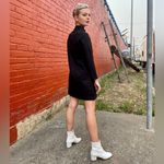 Nooworks Art Teacher Dress Black Stretch Twill Asymmetrical Zip Small EUC Photo 9