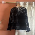 J.Crew Pleated Lace Ruffle Top Blouse Satin Black Romantic Coquette NWT 2 Tall Photo 7