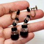 Western Germany Faceted Bead Chandelier Dangle Screw Back Earrings 2" Signed Vtg Black Photo 3