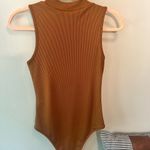 SheIn Women’s Ribbed Rust Orange Mock Neck Bodysuit Size Small NWOT Photo 5