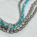 New York & Company Blue Beaded Chain Belt Y2K Festival ✨ Silver Photo 3