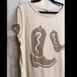 Easel Los Angeles Women's Medium Cowboy Boots Oversize Western Short Sleeve Tee Photo 1