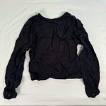 Madewell  Brushed Ruched-Front Top Black Size 00 Retro Casual Long Sleeve V Neck Photo 7