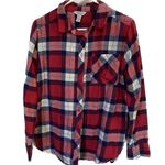 Arizona Jean Company Juniors Medium Plaid Flannel Shirt Red White Blue America Photo 1