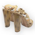Casadei ♚ Renna Bamboo Heeled Heels Platform Ankle Strap Sandals ♚ Sand Suede ♚ Photo 2